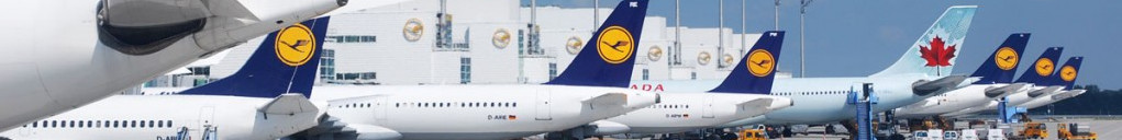 Lufthansa planes at airport banner